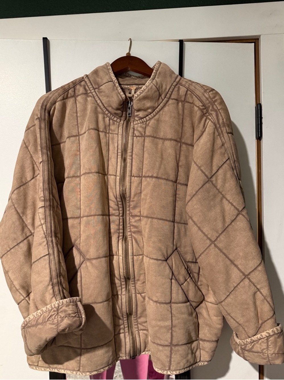 Women’s Free People Dolman Jacket Quilted Zip-Front Jacket - Taupe